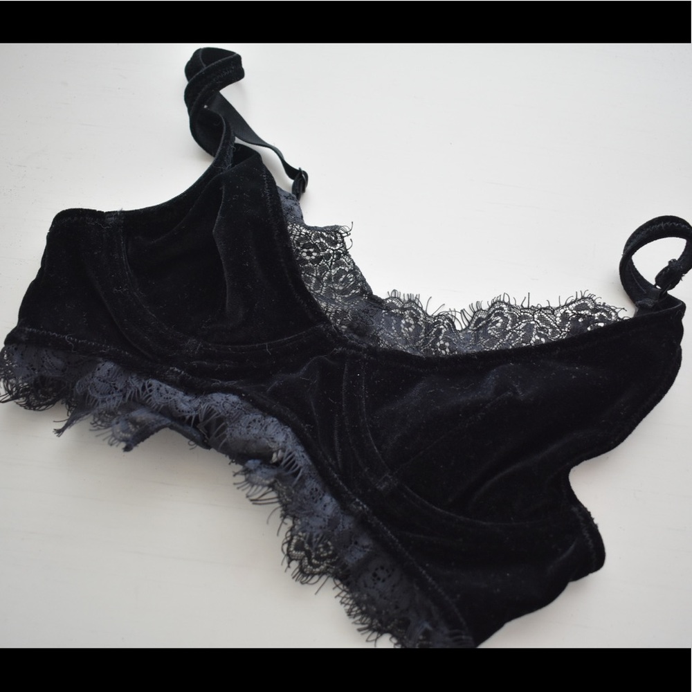 Free People Velvet Lace Black Bralette 32A